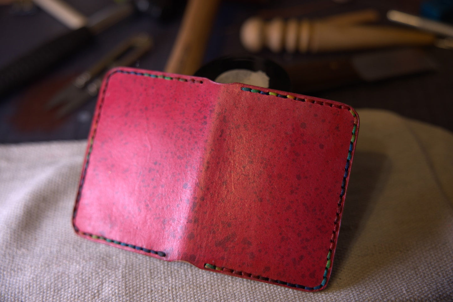 Crazy Elementary Joy - Handmade Leather Bifold Wallet