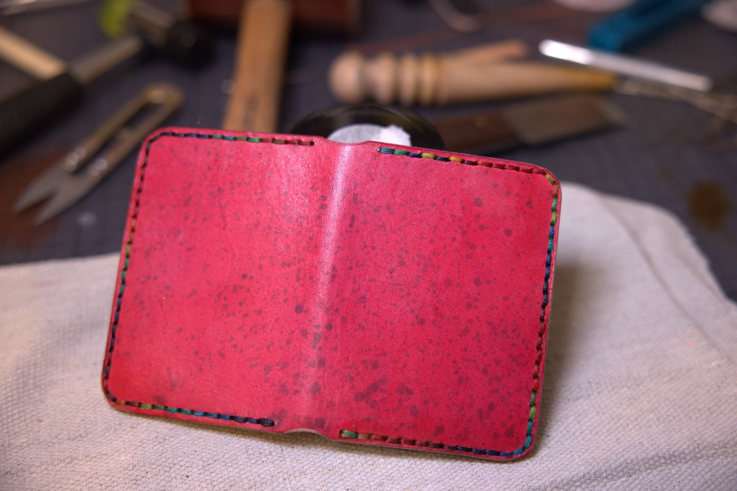 Crazy Elementary Joy - Handmade Leather Bifold Wallet