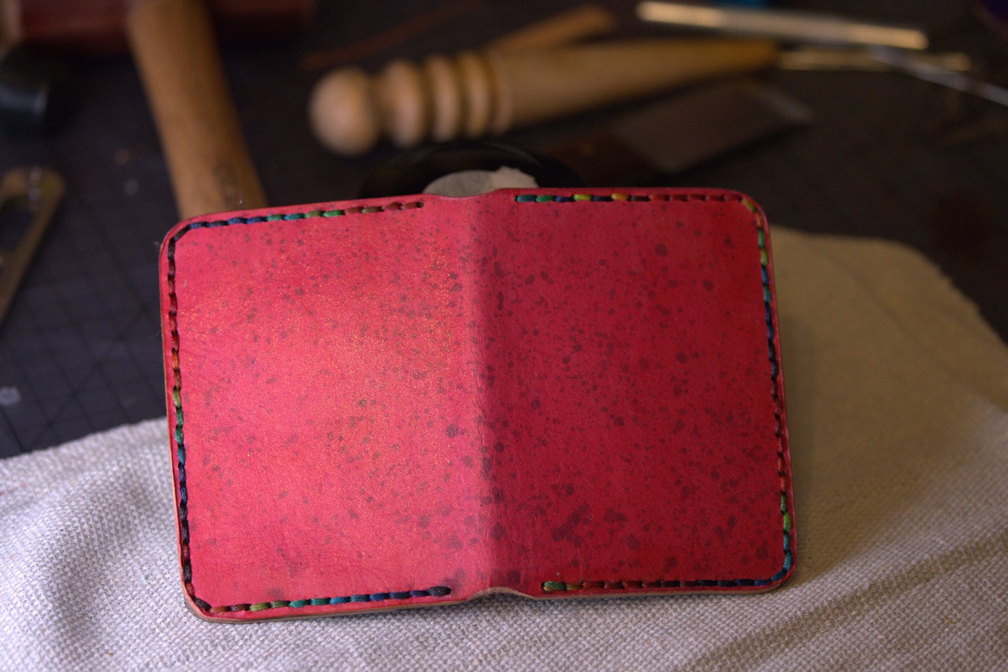 Crazy Elementary Joy - Handmade Leather Bifold Wallet