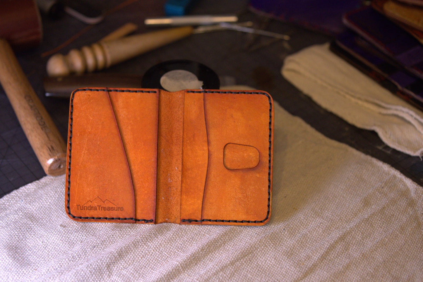 Rich Orange - Handmade Leather Bifold Wallet