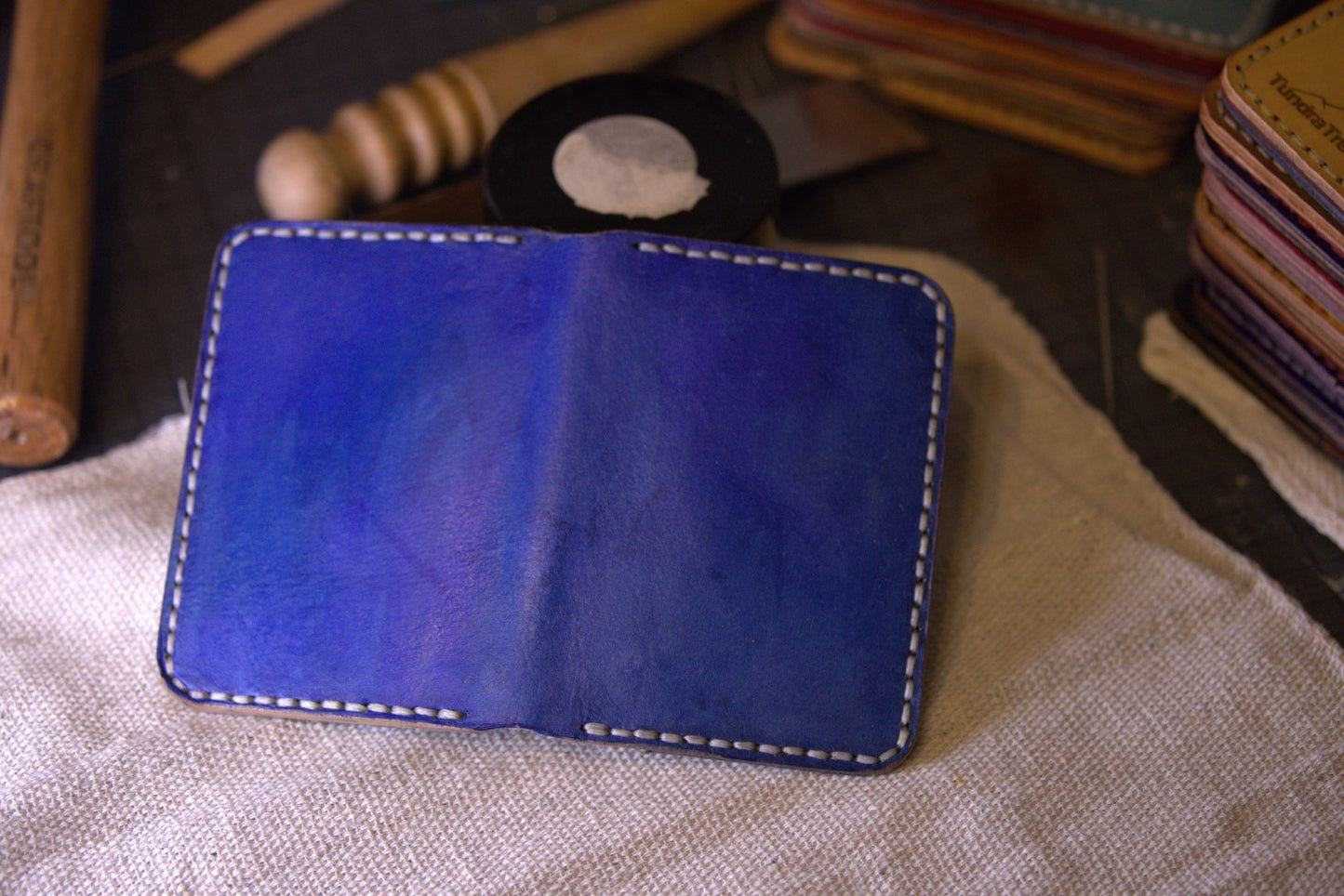 Royal Blue - Handmade Leather Bifold Wallet