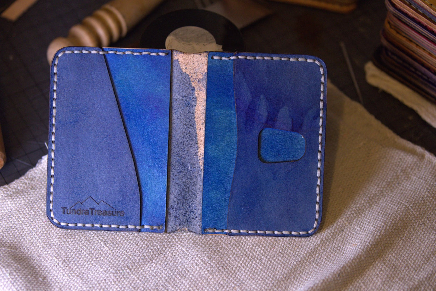 Royal Blue - Handmade Leather Bifold Wallet