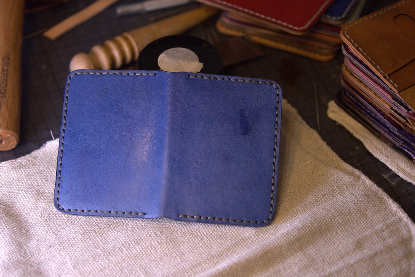 Marianas Blue - Handmade Leather Bifold Wallet