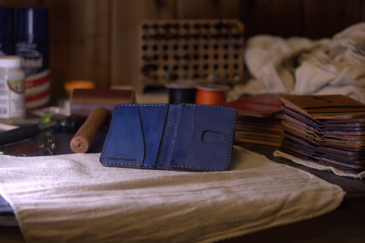 Marianas Blue - Handmade Leather Bifold Wallet