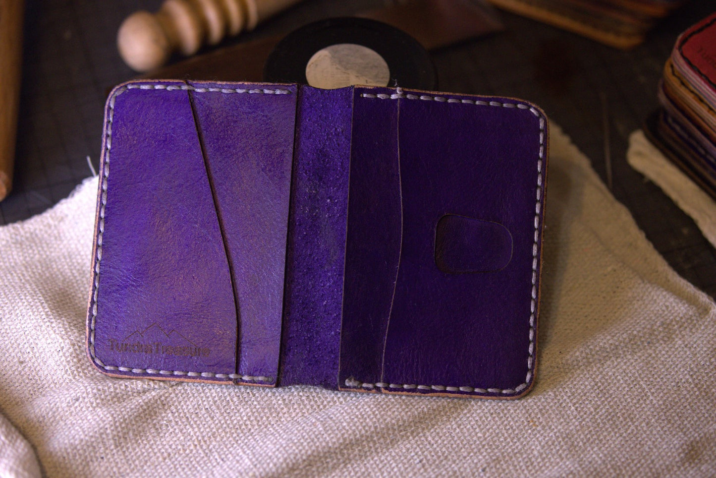 Violet Essence - Handmade Leather Bifold Wallet