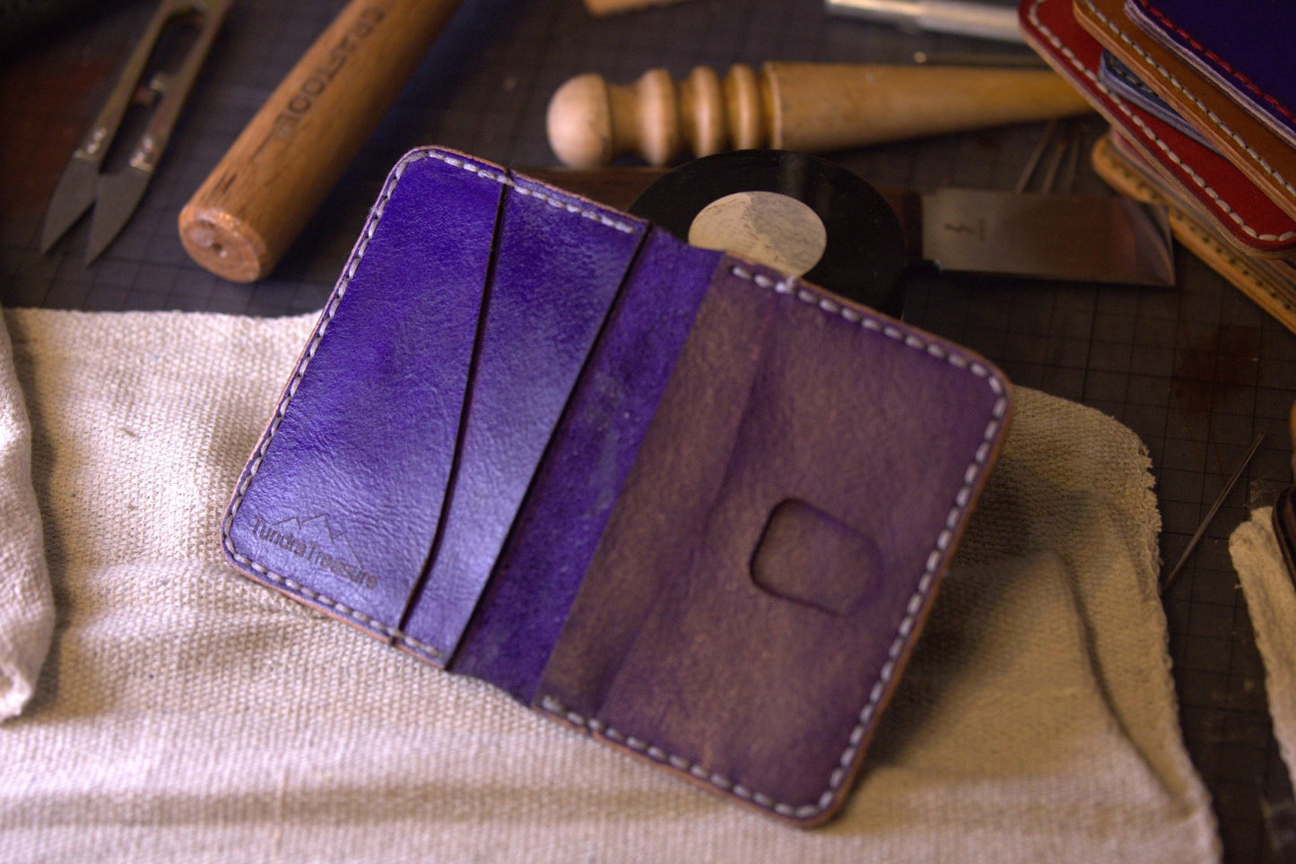 Violet Essence - Handmade Leather Bifold Wallet