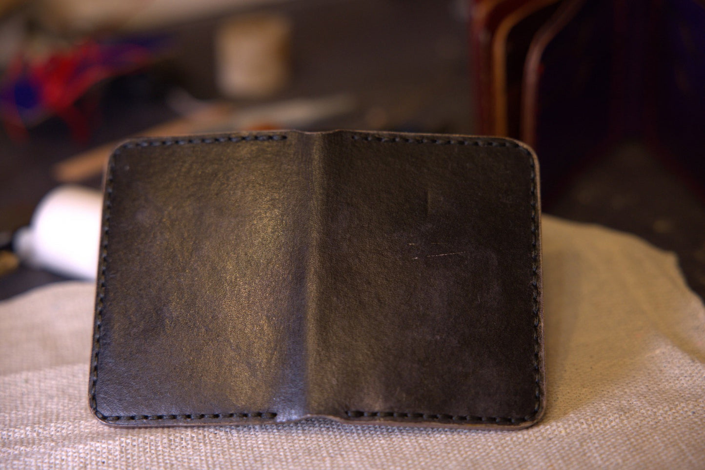 Darkened Harmony - Handmade Leather Bifold Wallet