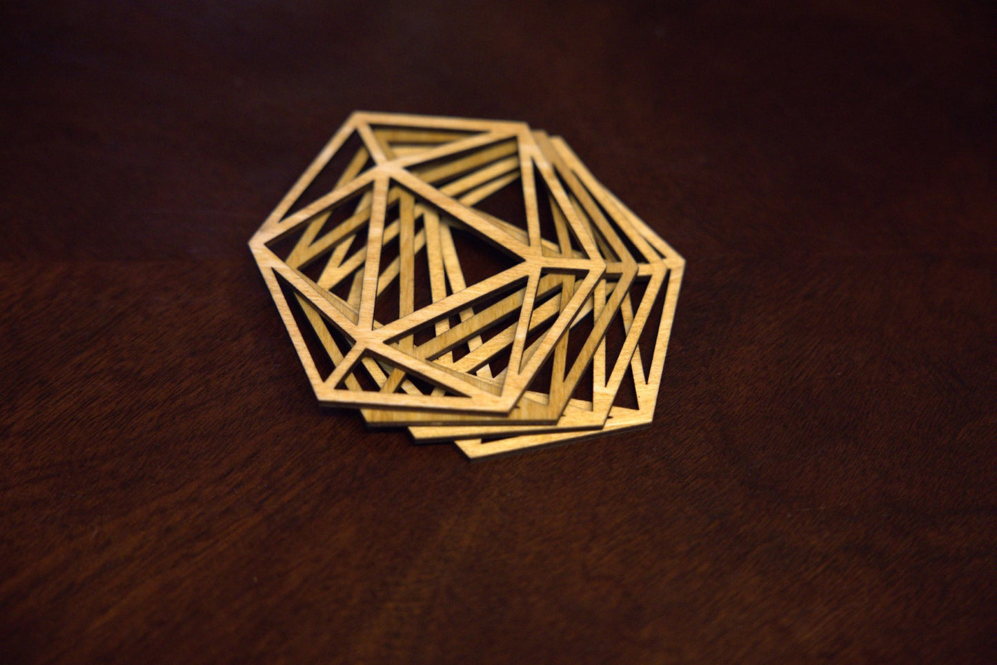 Set of 4 Icosahedron Coasters