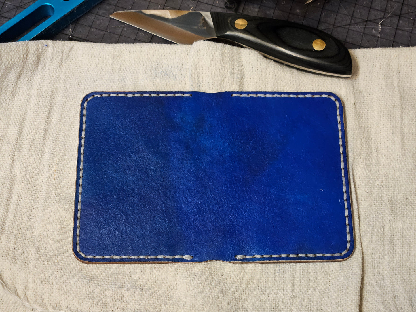 Fired Deep Ocean - Handmade Leather Bifold Wallet