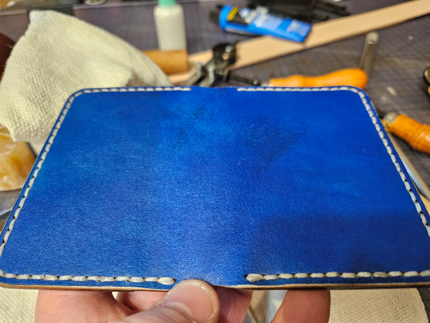 Fired Deep Ocean - Handmade Leather Bifold Wallet