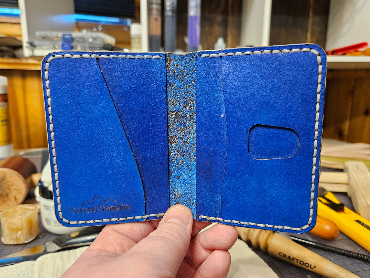 Fired Deep Ocean - Handmade Leather Bifold Wallet
