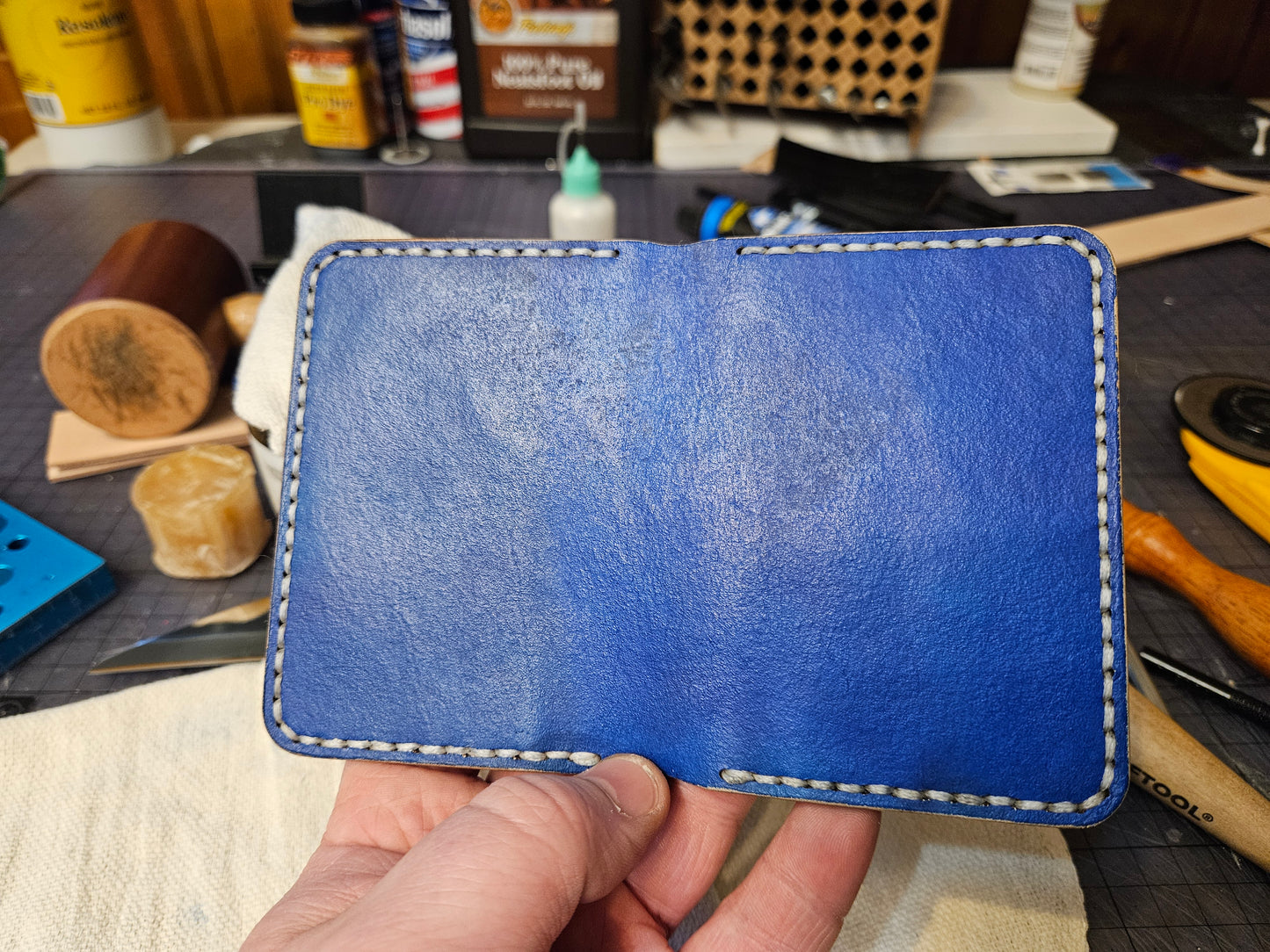 Fired Deep Ocean - Handmade Leather Bifold Wallet