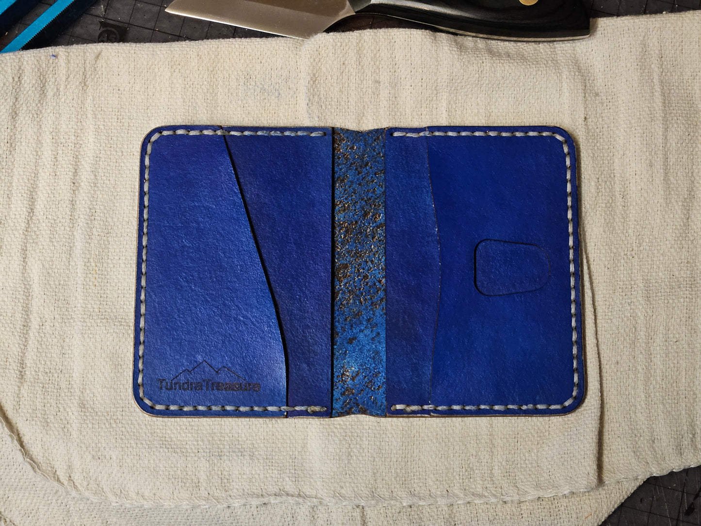 Fired Deep Ocean - Handmade Leather Bifold Wallet