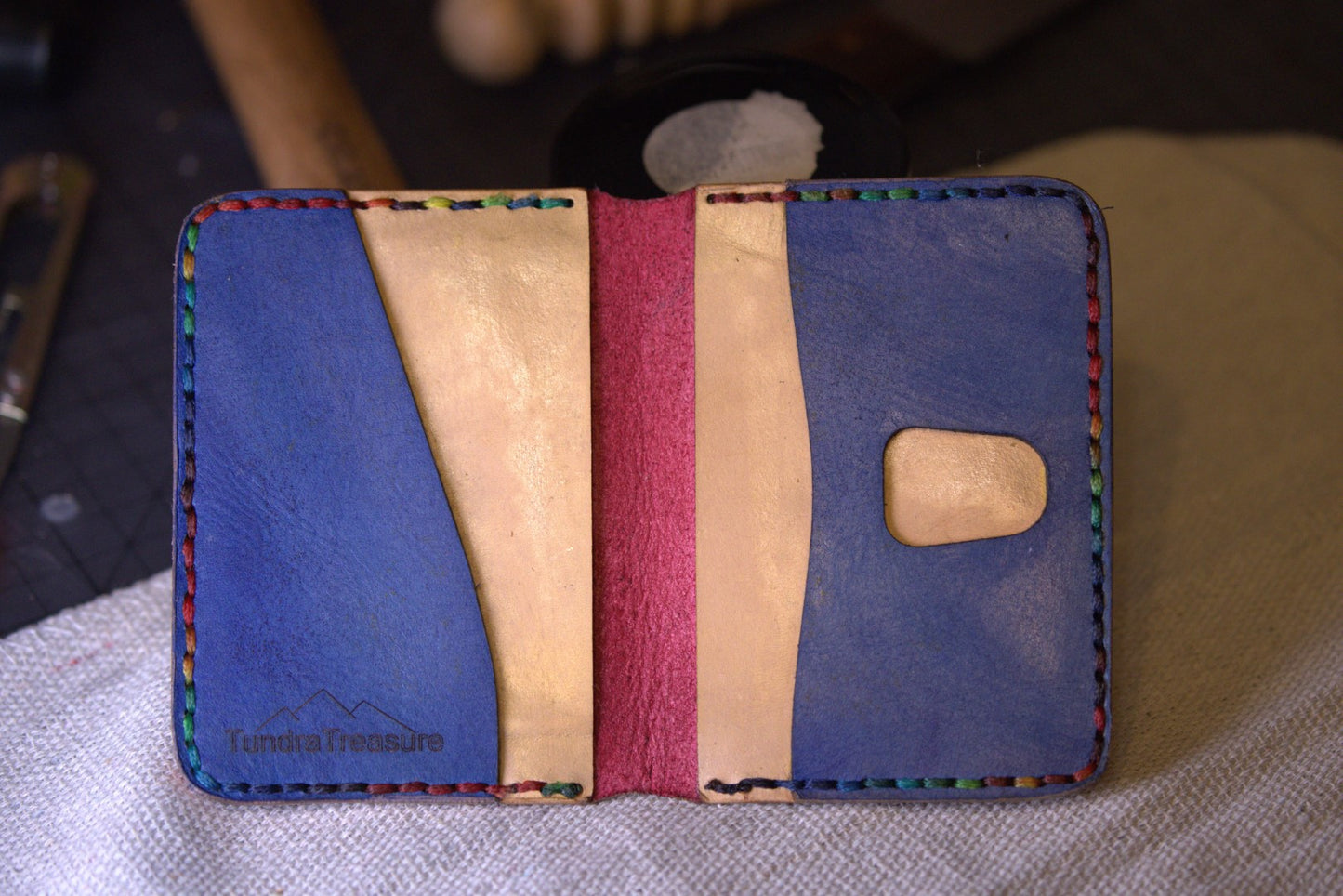 Crazy Elementary Joy - Handmade Leather Bifold Wallet