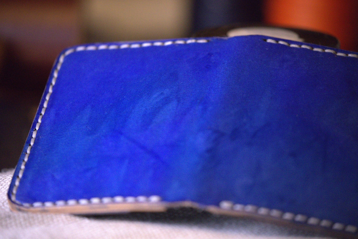 Royal Blue  - Handmade Leather Bifold Wallet
