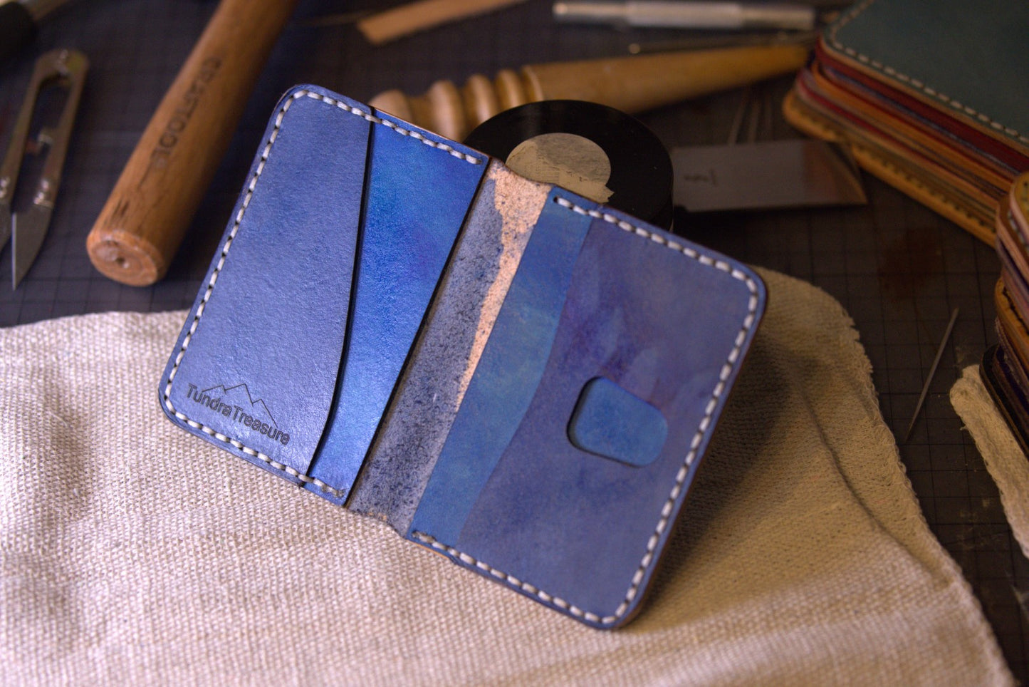 Royal Blue  - Handmade Leather Bifold Wallet