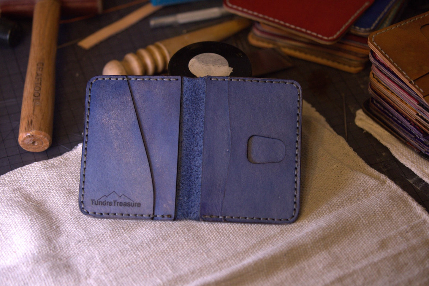 Marianas Blue - Handmade Leather Bifold Wallet