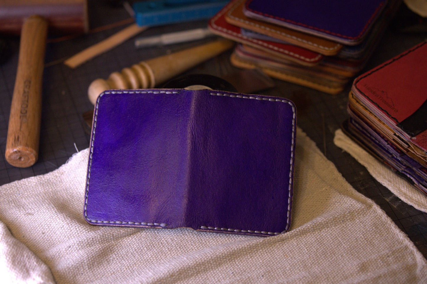 Violet Essence - Handmade Leather Bifold Wallet