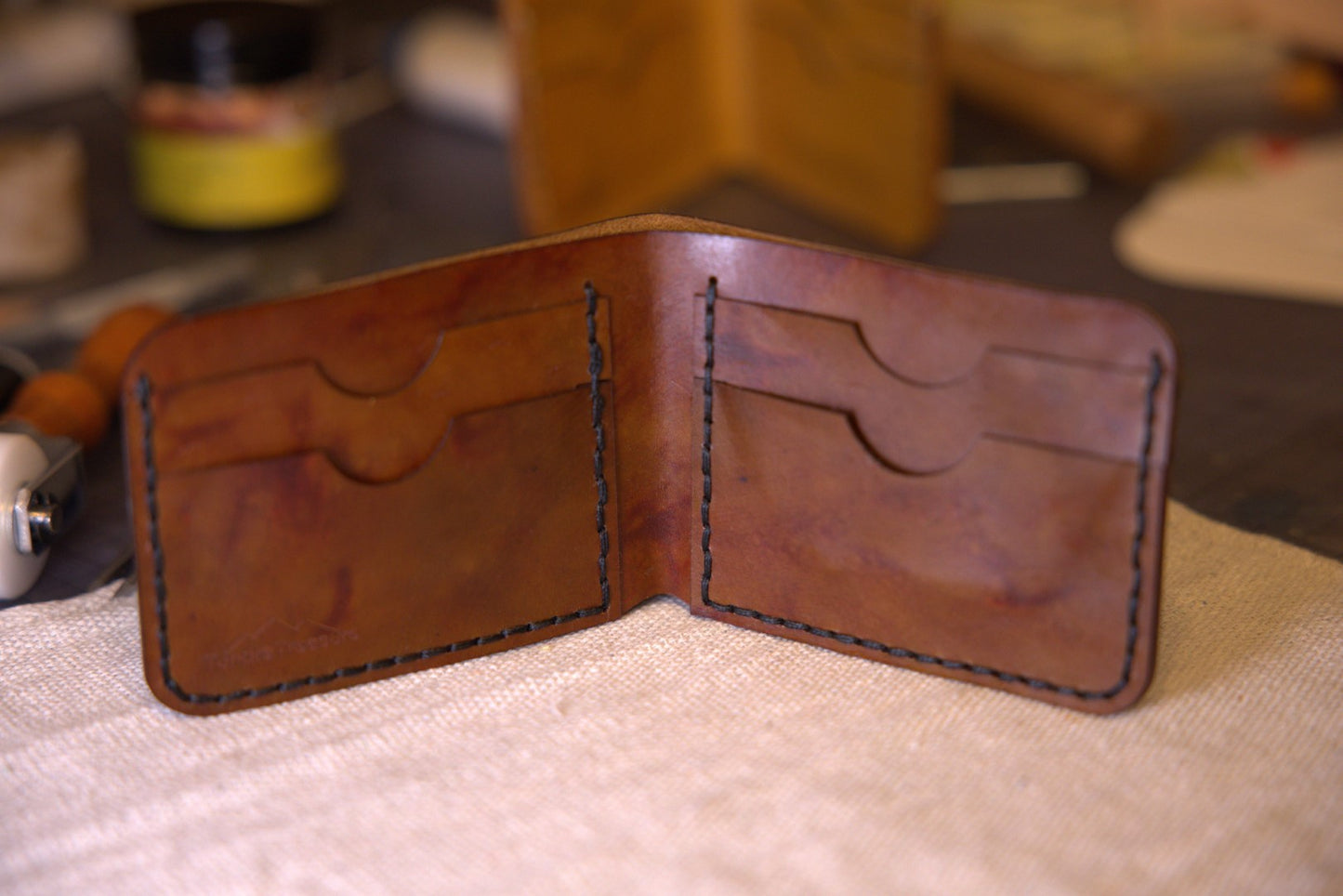 Billed Dark Ranch - Handmade Leather Bifold Wallet