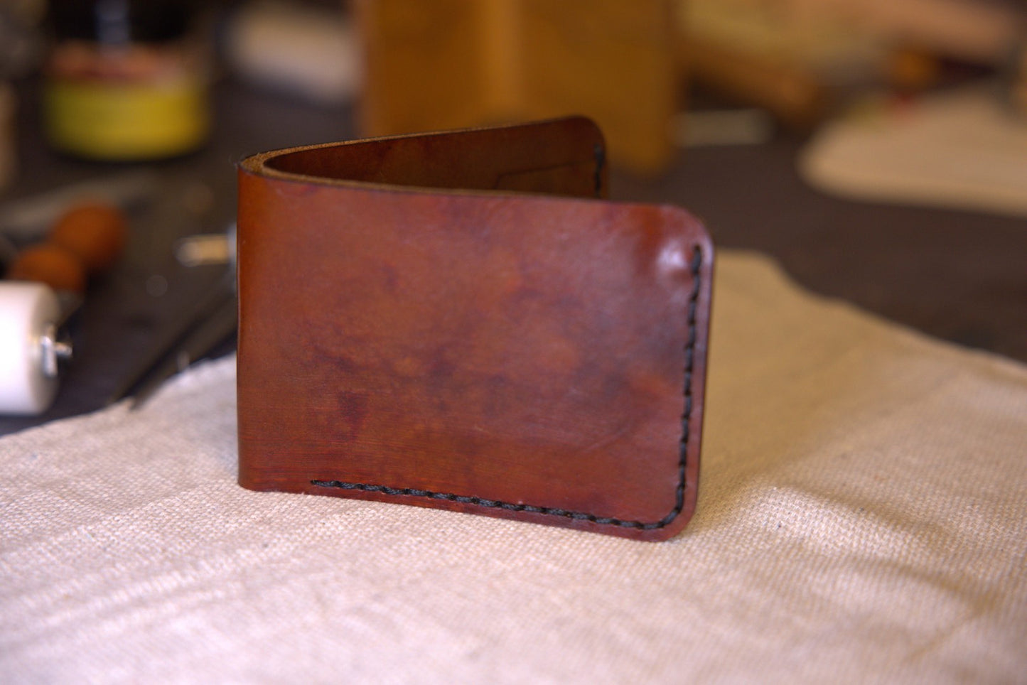 Billed Dark Ranch - Handmade Leather Bifold Wallet