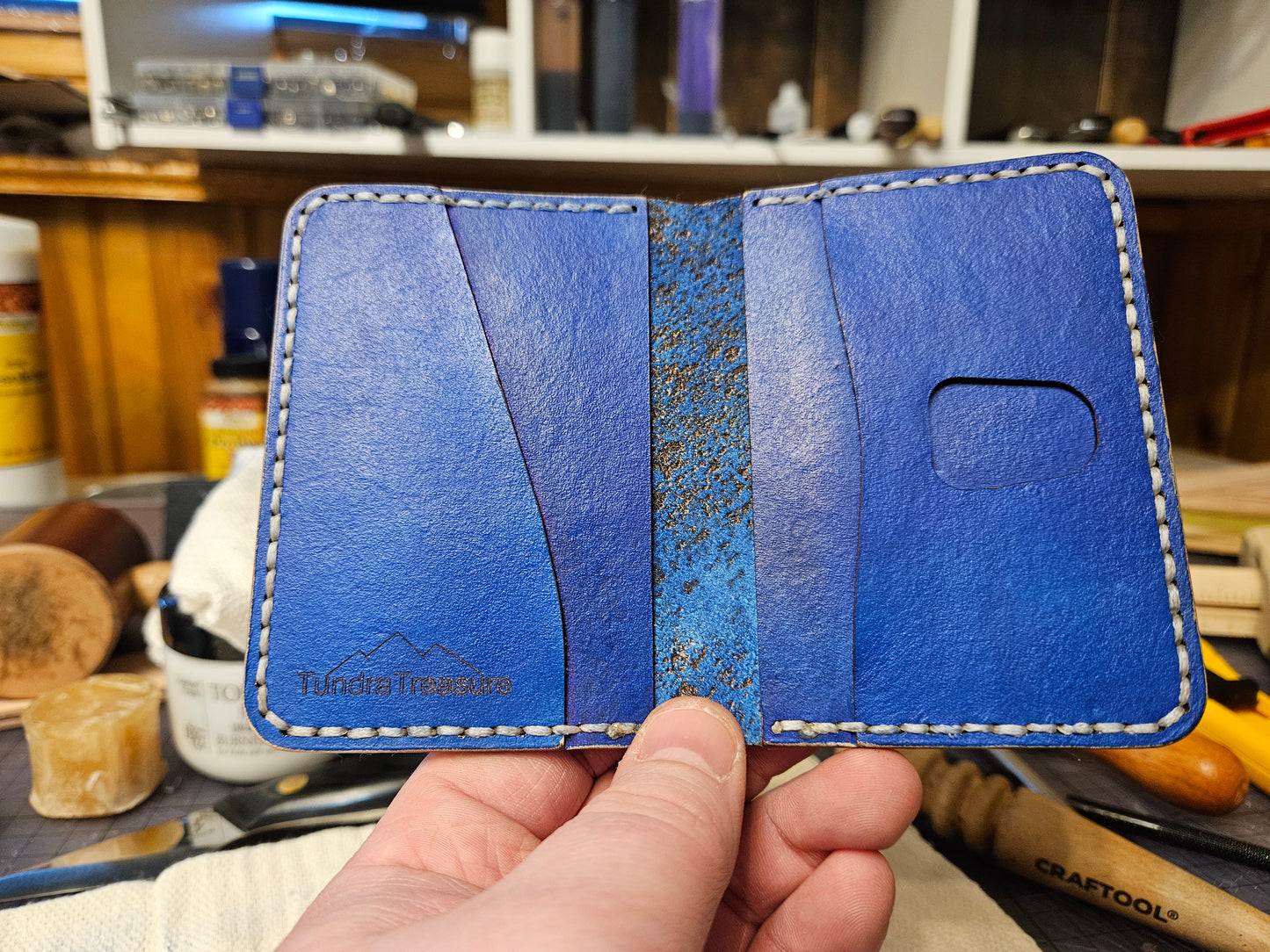 Fired Deep Ocean - Handmade Leather Bifold Wallet